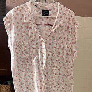 JACHS Girlfriend White and Pink Button Down Shirt